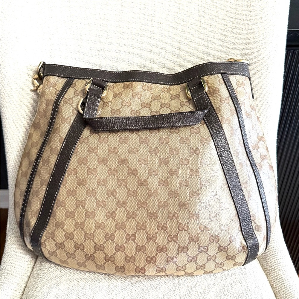 Authentic GUCCI Monogram Medium Abbey tote bag brown monogram supreme canvas - Picture 9 of 16